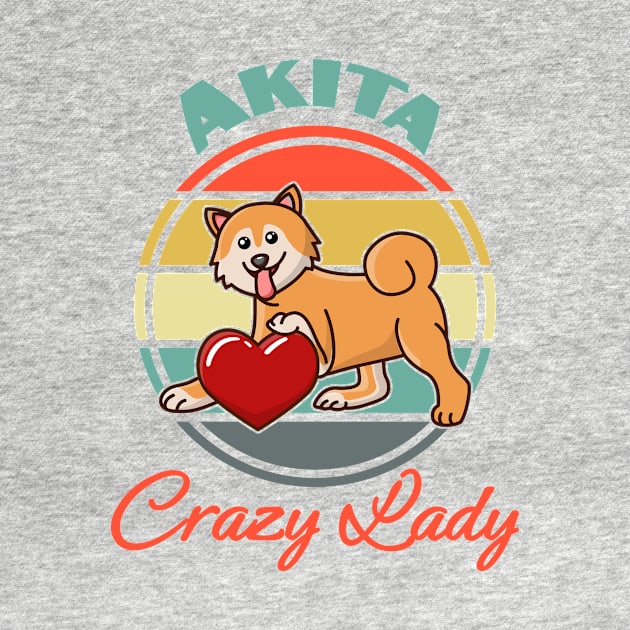 Akita Inu Crazy Lady Dog puppy Lover Cute Mother s Day Sunser Retro by Meteor77